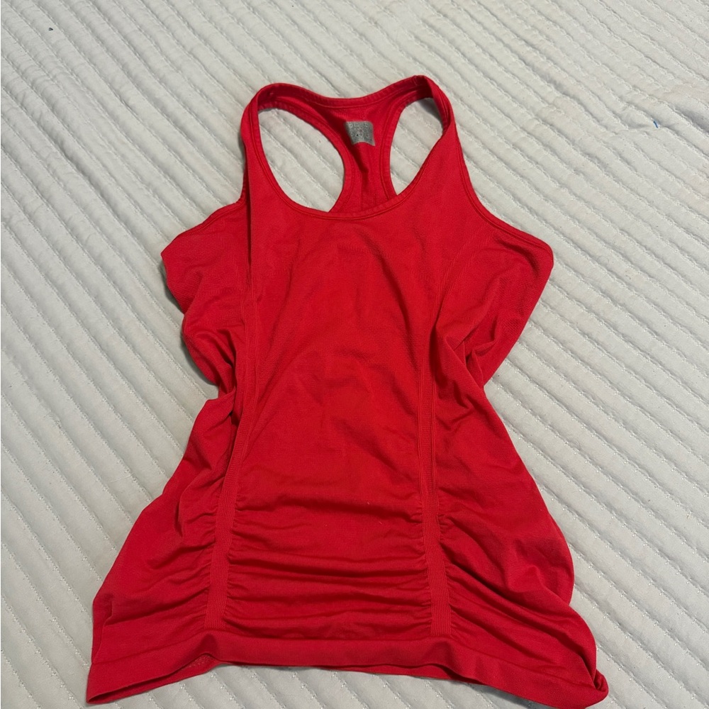 Red Athleta Ruched Racerback Tank Top